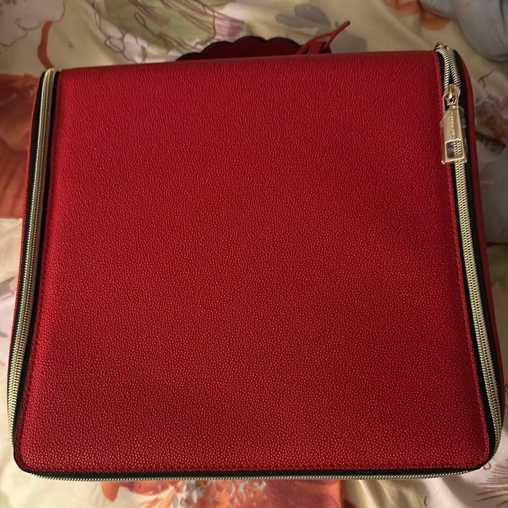 Estee Lauder Red Cosmetic Bag with Structured Design NWOT